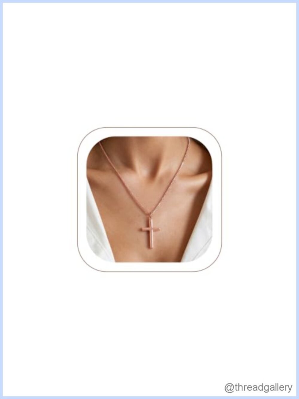 Stainless Steel Cross Pendant Necklace Large Minimalist 18+2 Inch